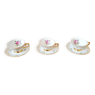 Lot tasses et soucoupes porcelaine