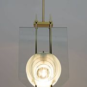 Gallotti & Radice Mid-century Modern Italian Brass and Crystal Pendant, 70s