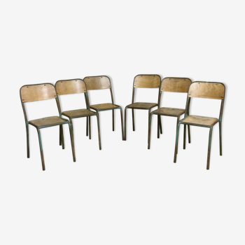 Série de 6 chaises vintage bois & métal