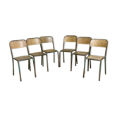 Set of 6 vintage wooden & metal chairs