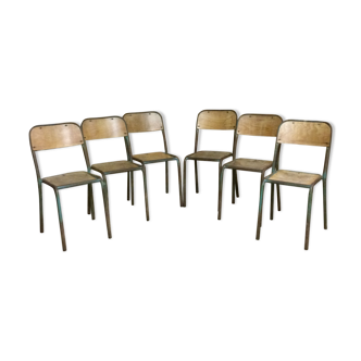 Série de 6 chaises vintage bois & métal