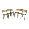 Série de 6 chaises vintage bois & métal