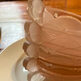5 art deco cups pink old glass