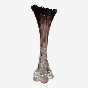 Vase en verre soufflé dit pied d'éléphant