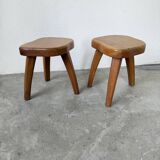 Pair of Henri Bataille oak stools