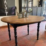 Round black solid oak flap table