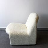 Pair of vintage Alky armchairs in steel and boucle wool by Giancarlo P.
