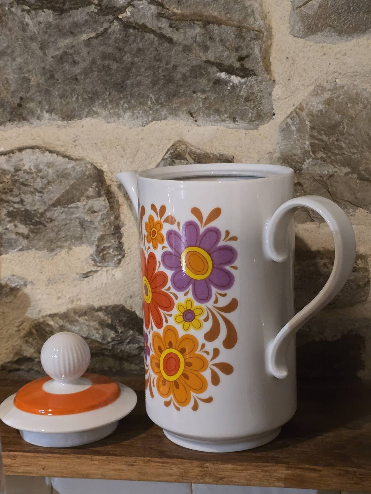 Cafetière vintage Winterling Bavaria – Décor floral seventies