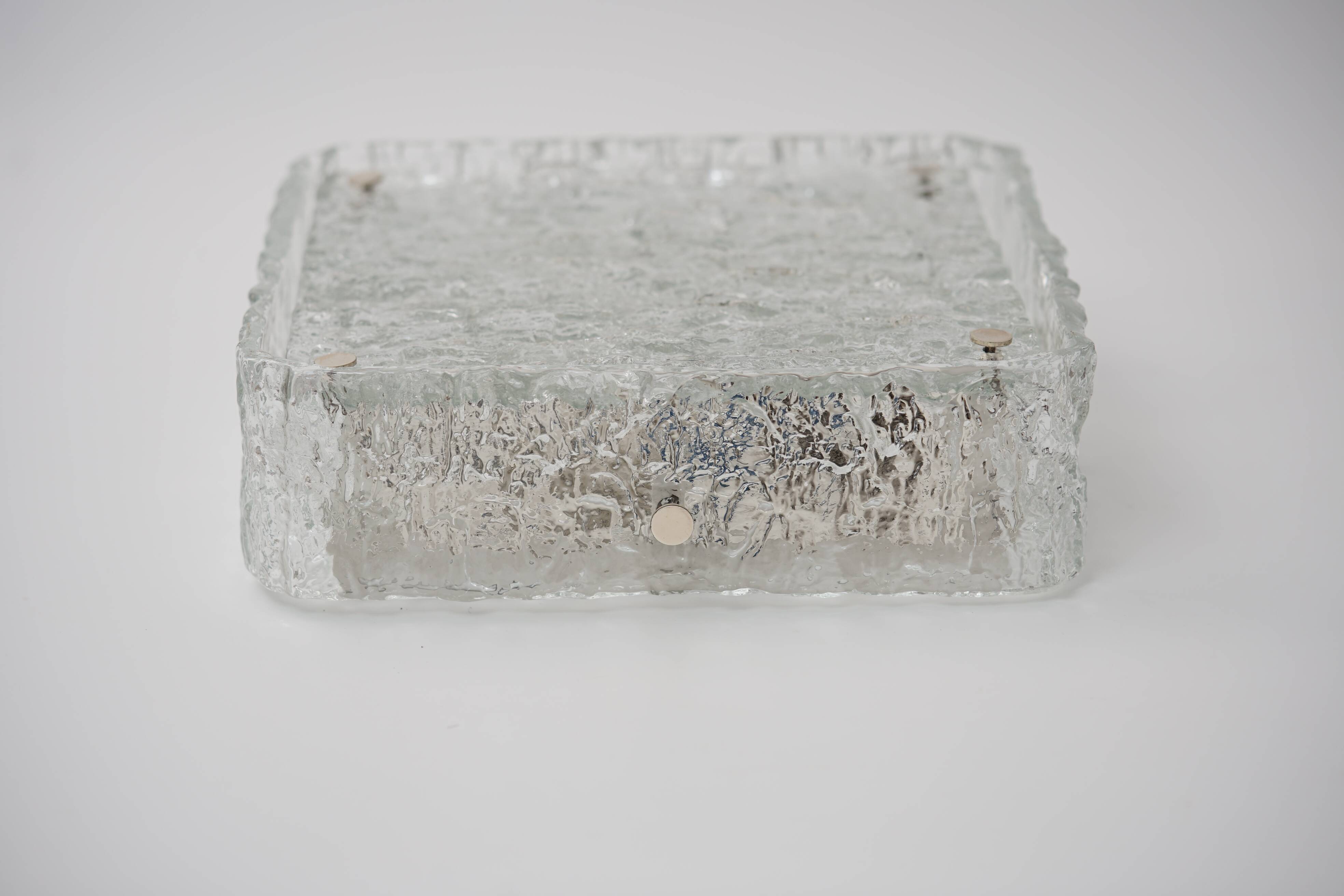 Ice glass ceiling lamp by Kaiser Leuchten 1970s