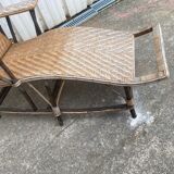 Chaise longue rotin bois ancienne