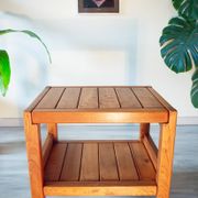 Side table in solid elm, Roche Bobois, 1980