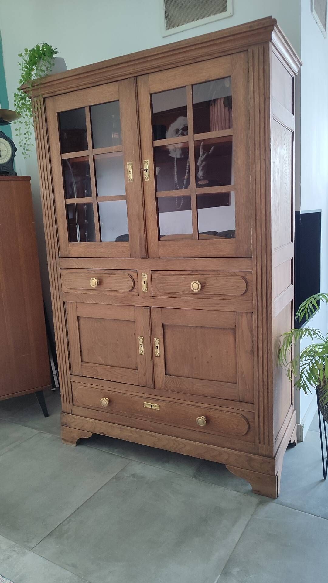 Vintage oak display cabinet