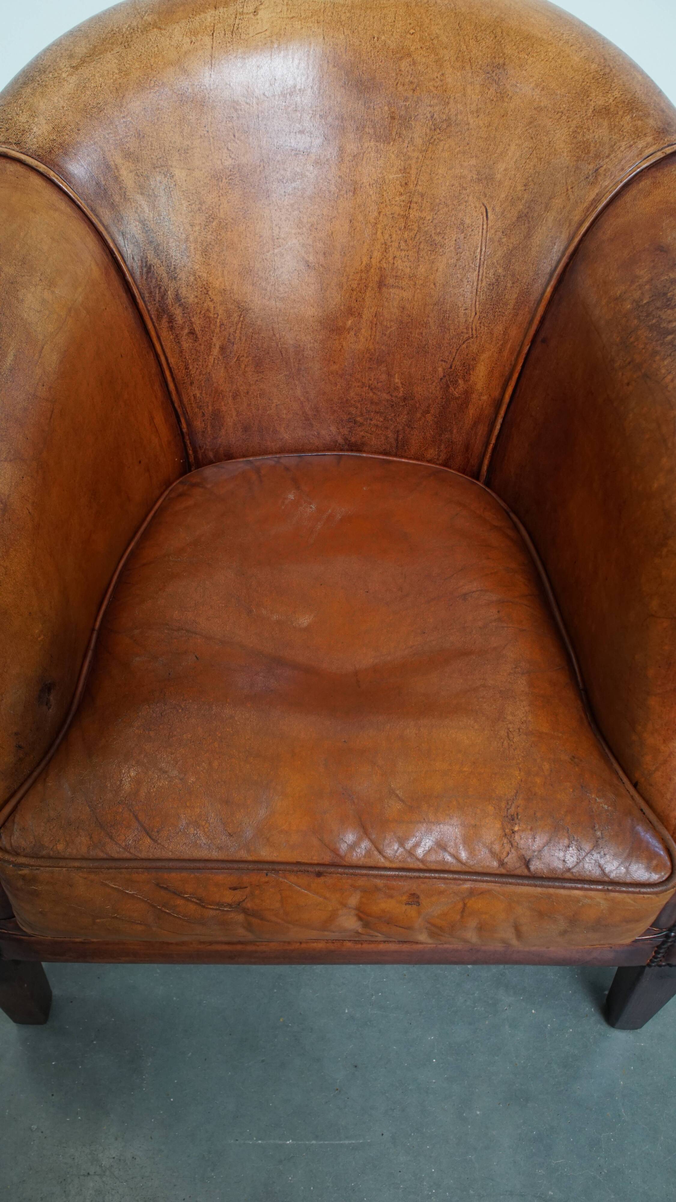 Sheepskin leather club chair
