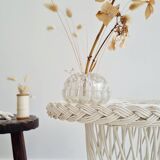 White rattan wicker table or side table
