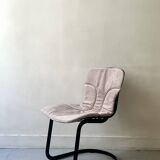 Cidue chair in black metal and short velvet, designed by Willy Rizzo in 1970.