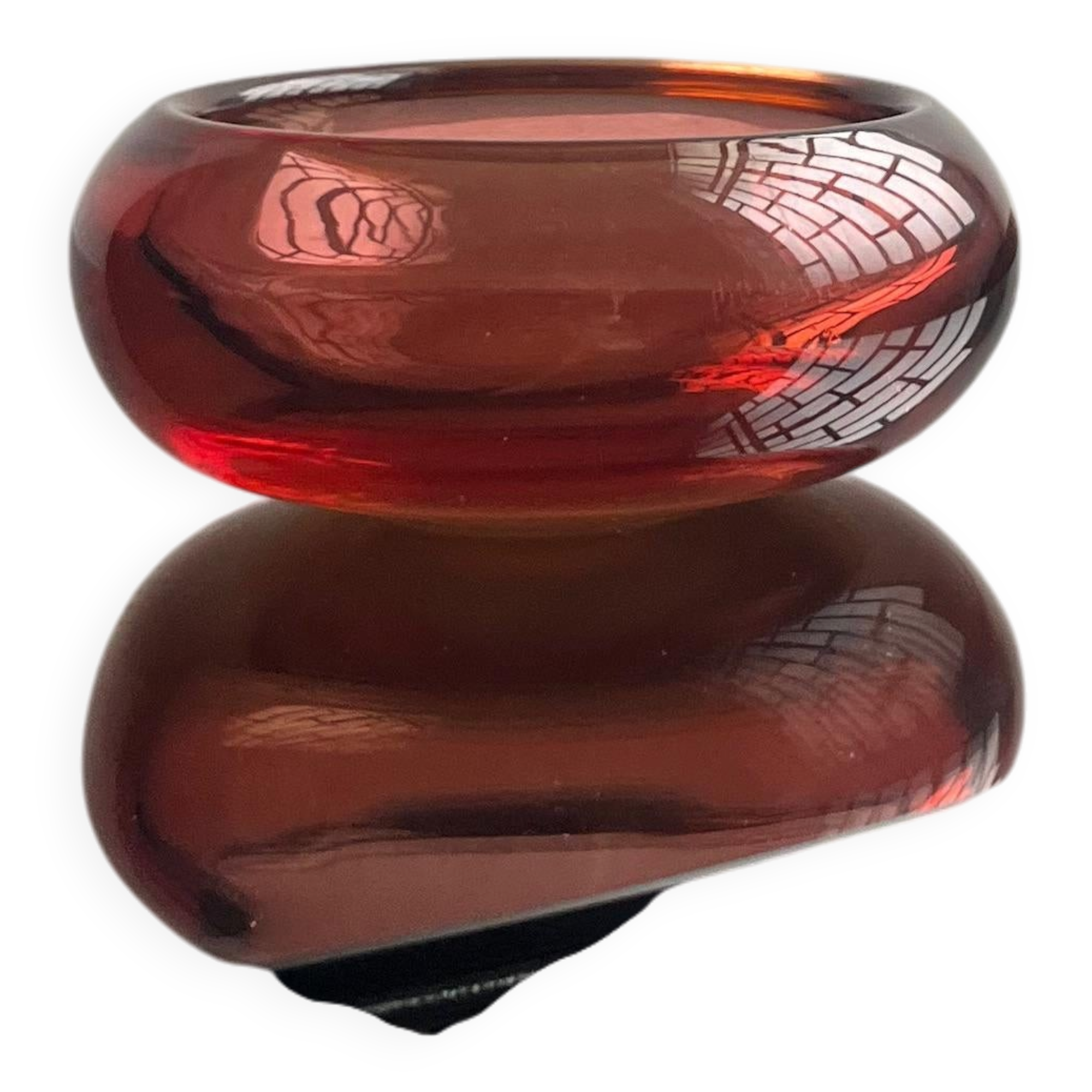 Vintage Murano glass bowl, Coffee table accent , Bookcase, vibrant deep orange