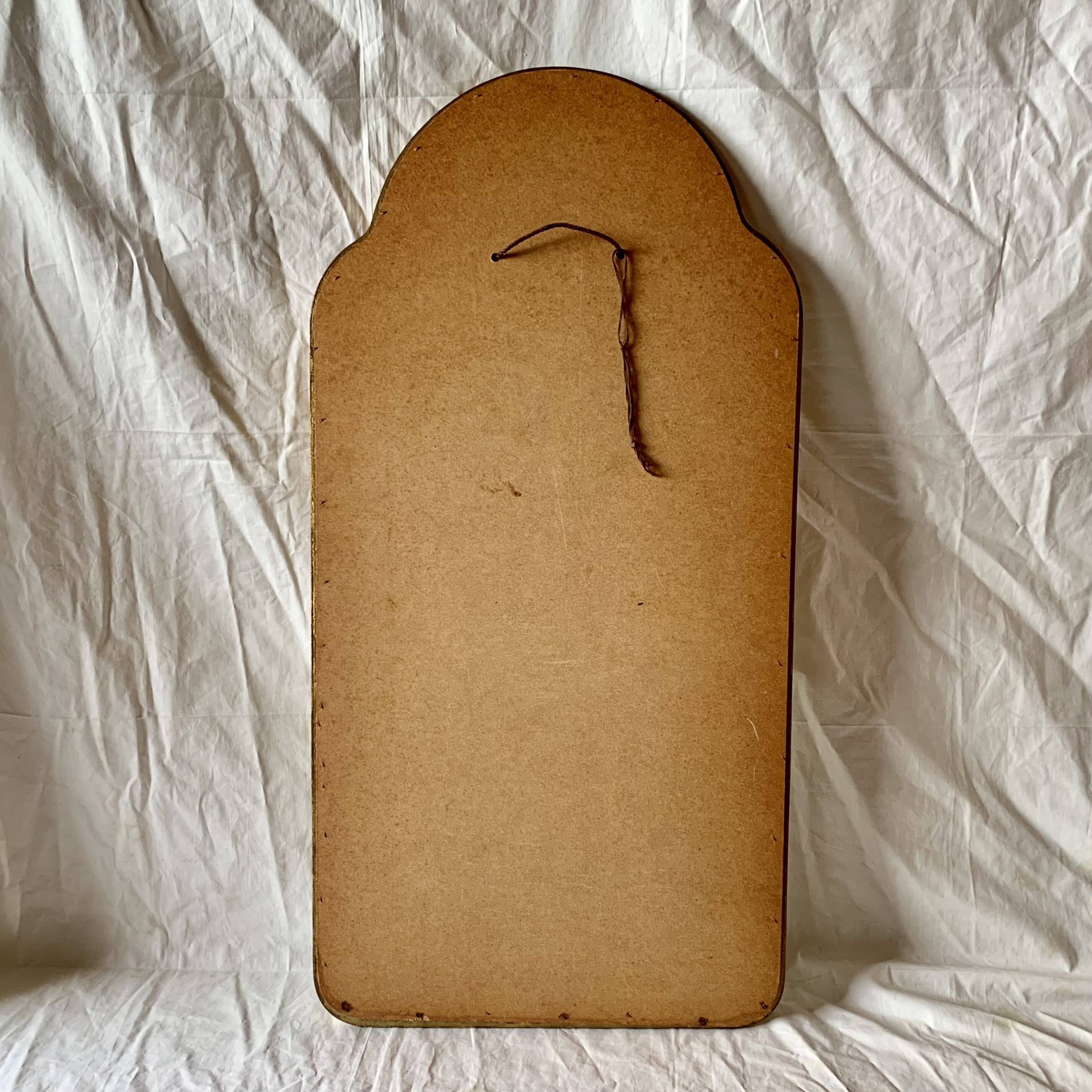 Grand miroir mural style arche en bois peint doré