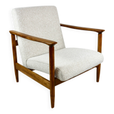 Fauteuil GFM-142 en boucle ivoire blanc par Edmund Homa, années 1970