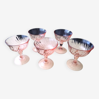 5 Vintage Luminarc Champagne Glasses Rosaline Model