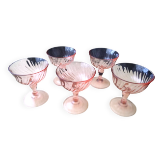 5 Vintage Luminarc Champagne Glasses Rosaline Model