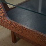 Coffee table in rosewood and glass 1970