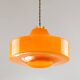 Mid-Century Italian Orange Glass & Brass Pendant Lamp