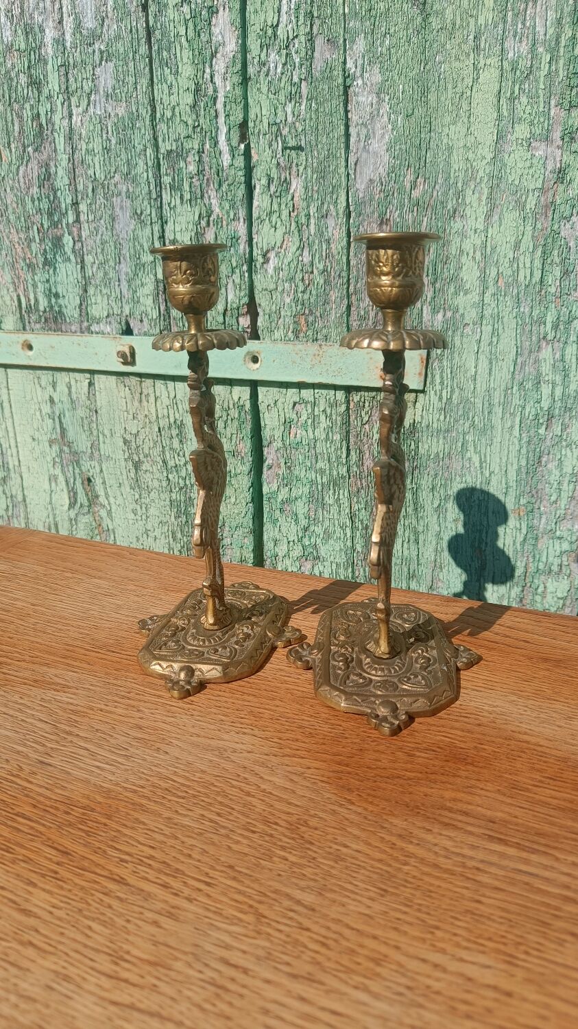 Antique bronze candlesticks