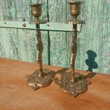 Antique bronze candlesticks