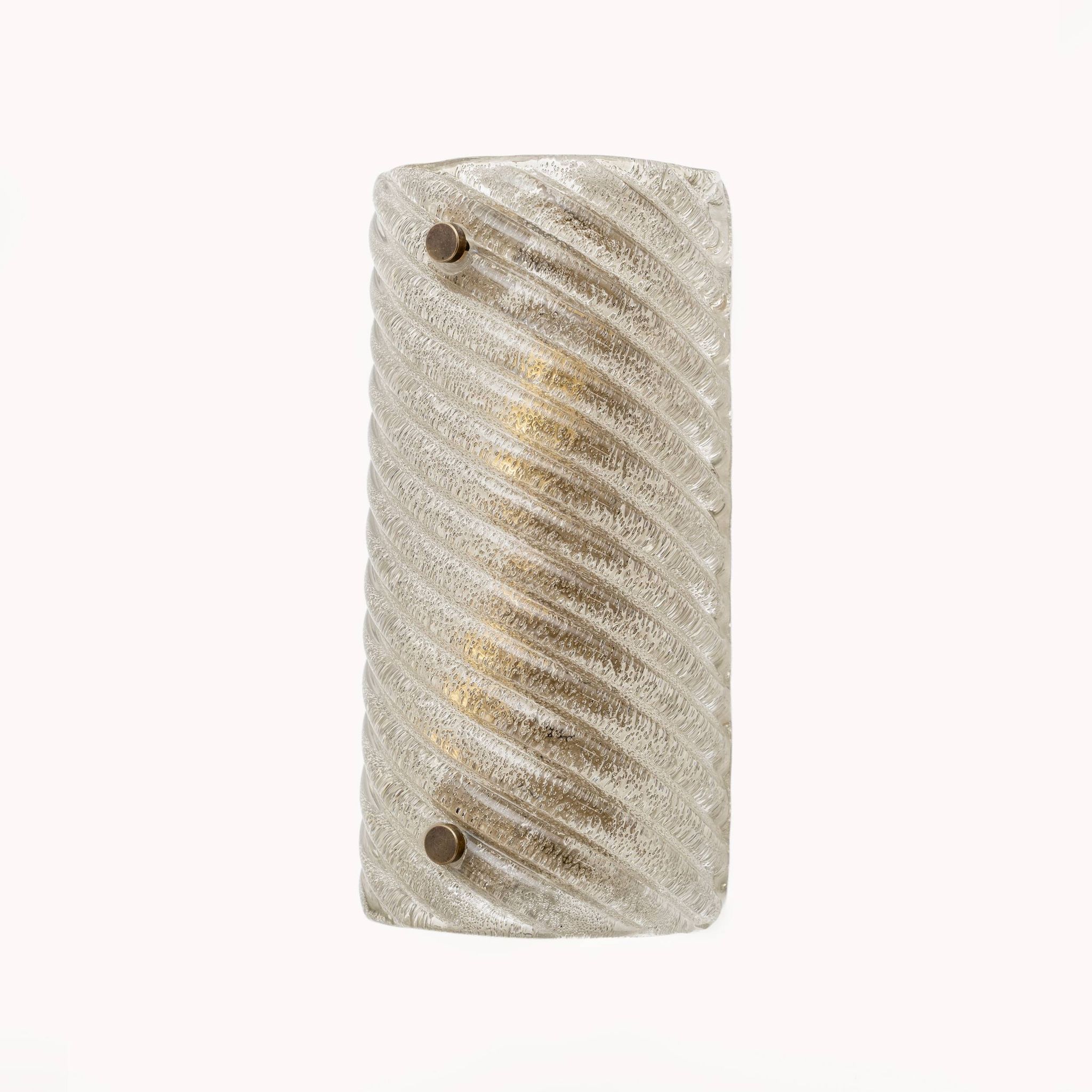 Pair of Barovier & Toso Style Modern Murano Glass Smoked Twisted Sconces
