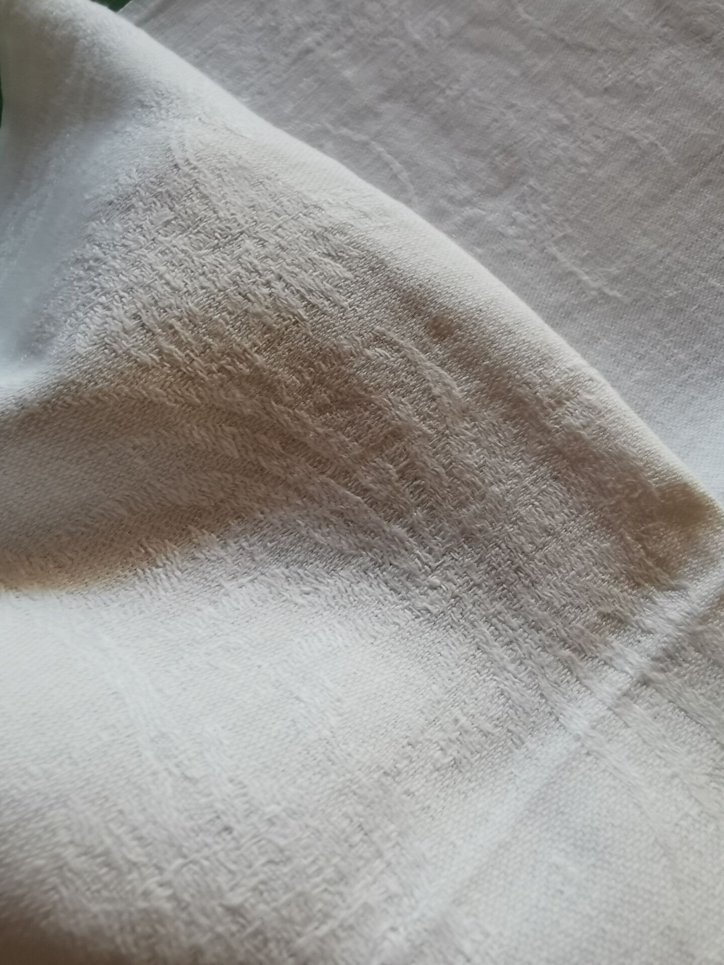 12 old damask linen napkins with monogram, 60x74 cm