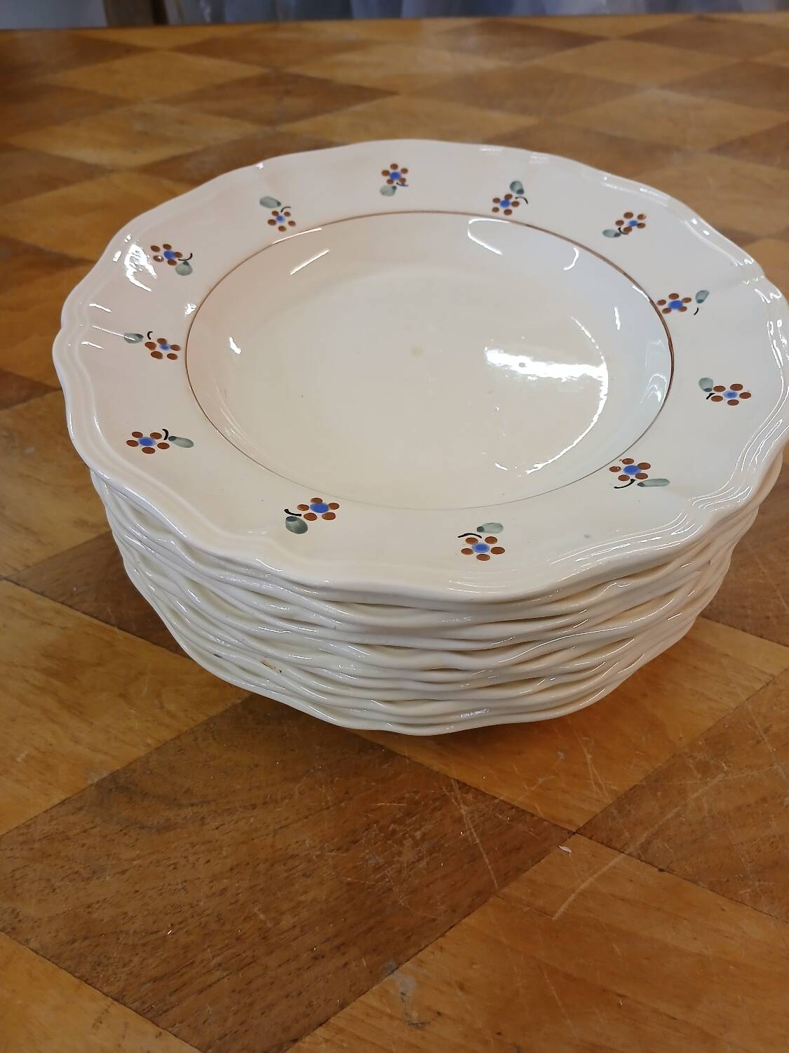 12 old Digoin and Sarreguemines soup plates