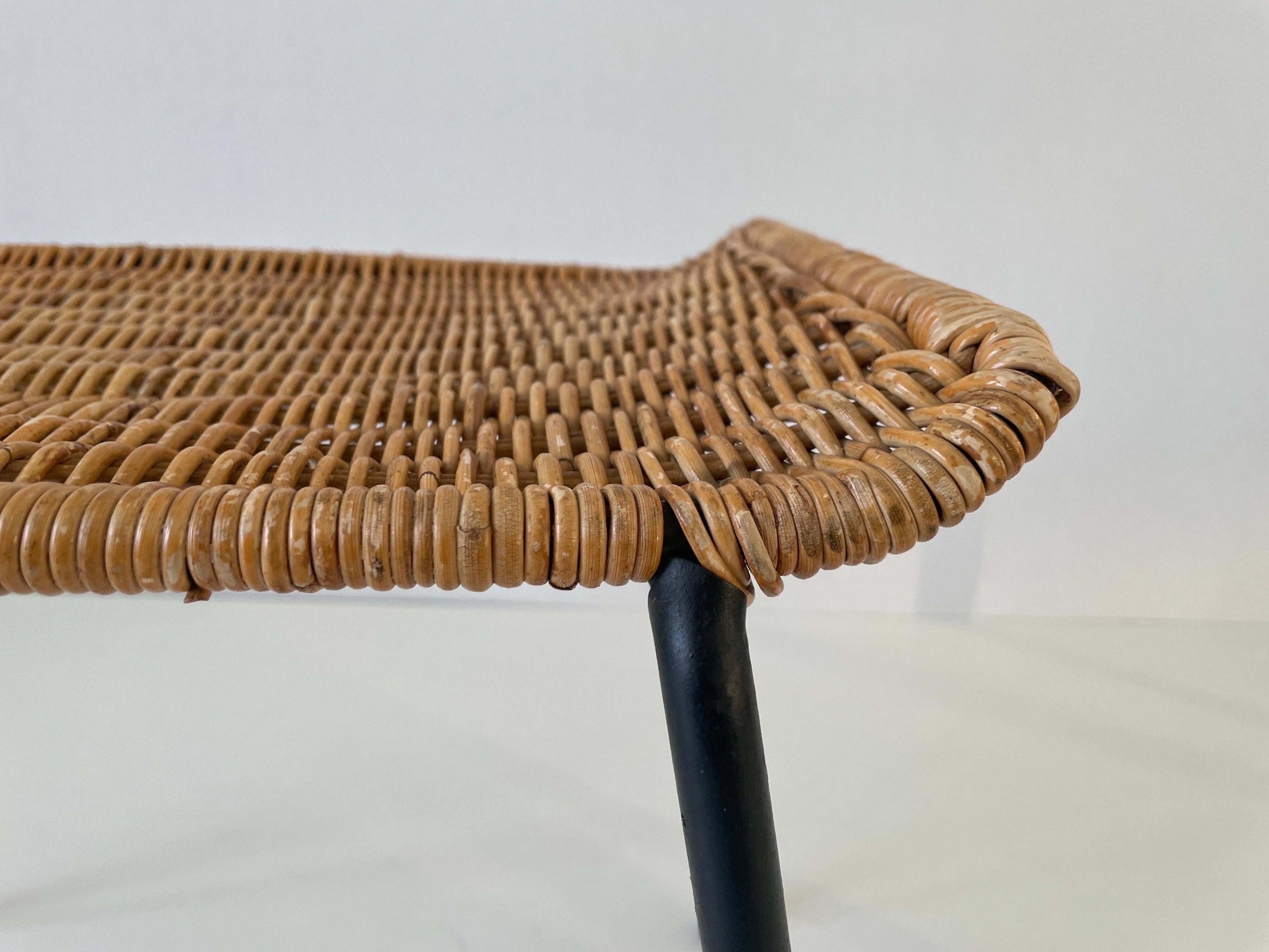Wicker armchair and footrest, Germany, 1960s
