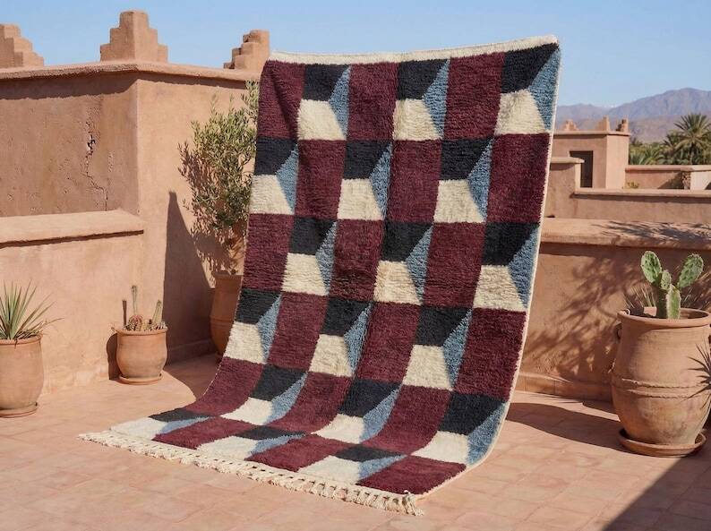 Authentic handmade Berber rug from the Atlas, size 3/4 m.