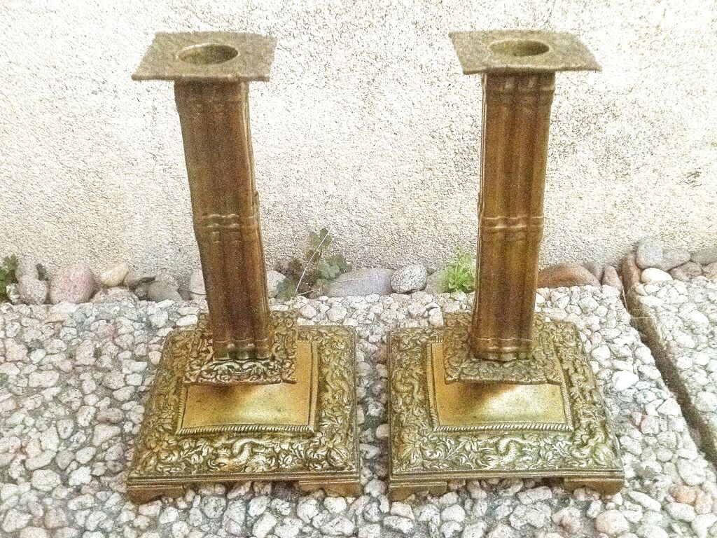 Pair of brass candlesticks, vintage