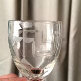 Suite of 8 engraved glass drip glasses from the 1930s 1940s