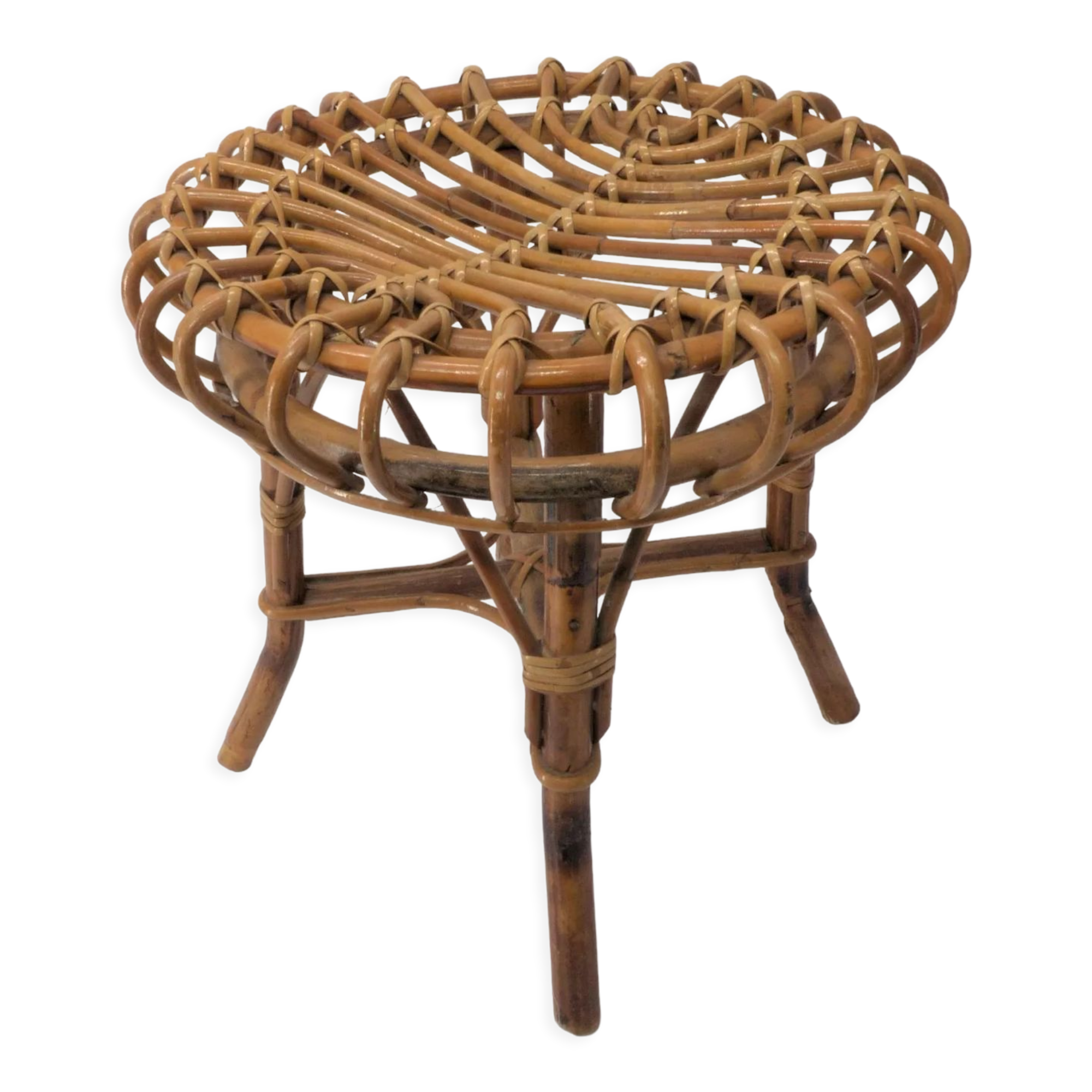 Ottoman stool in bamboo and rattan 1960