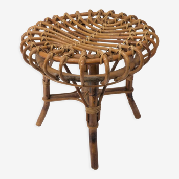 Ottoman stool in bamboo and rattan 1960