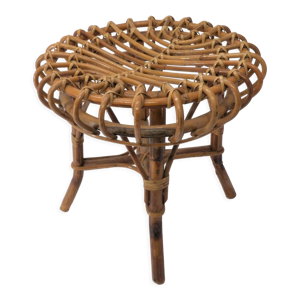 Tabouret ottoman en bambou et rotin