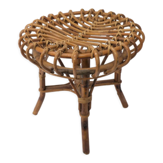 Ottoman stool in bamboo and rattan 1960