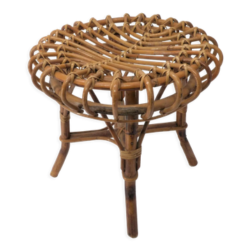 Ottoman stool in bamboo and rattan 1960