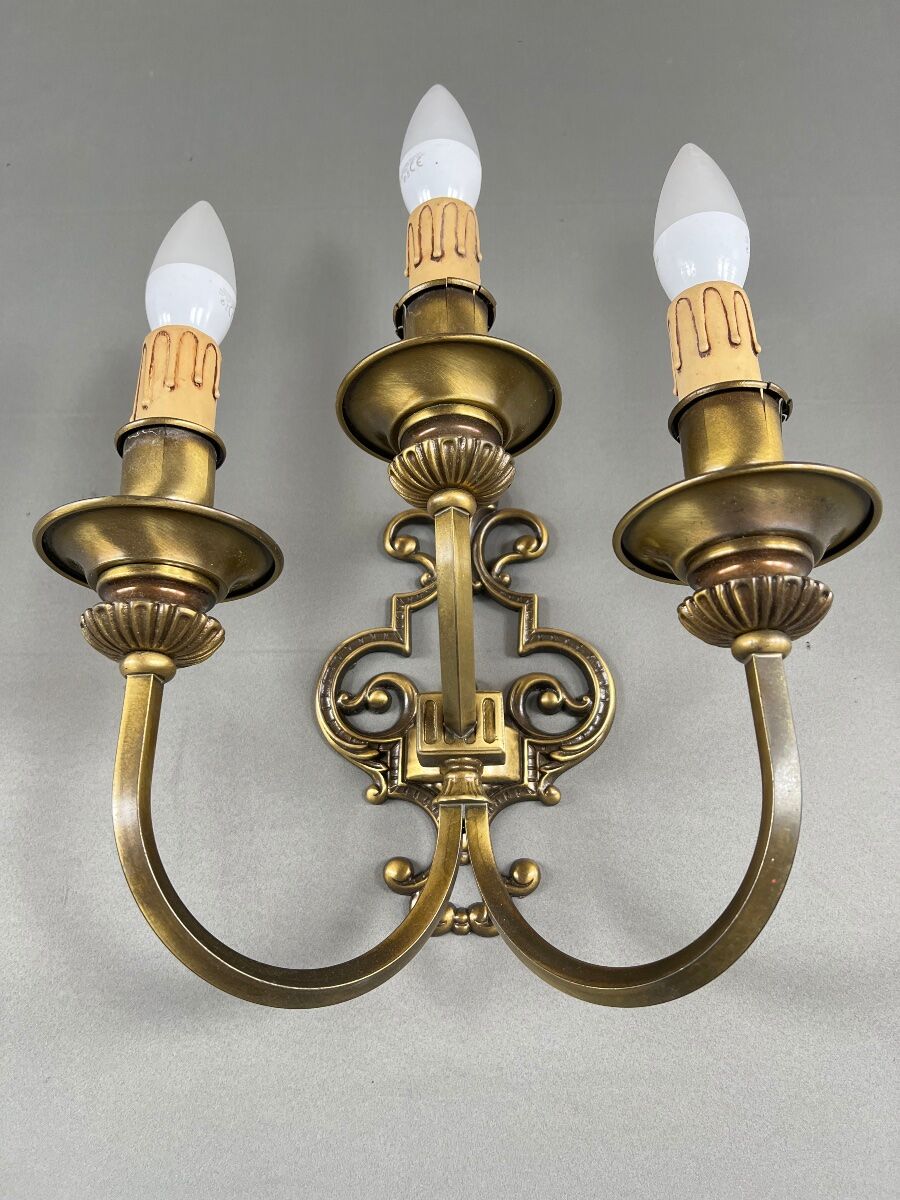 Pair of wall sconces in brass, 20th Century
