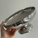 Large silver stainless steel pedestal bowl