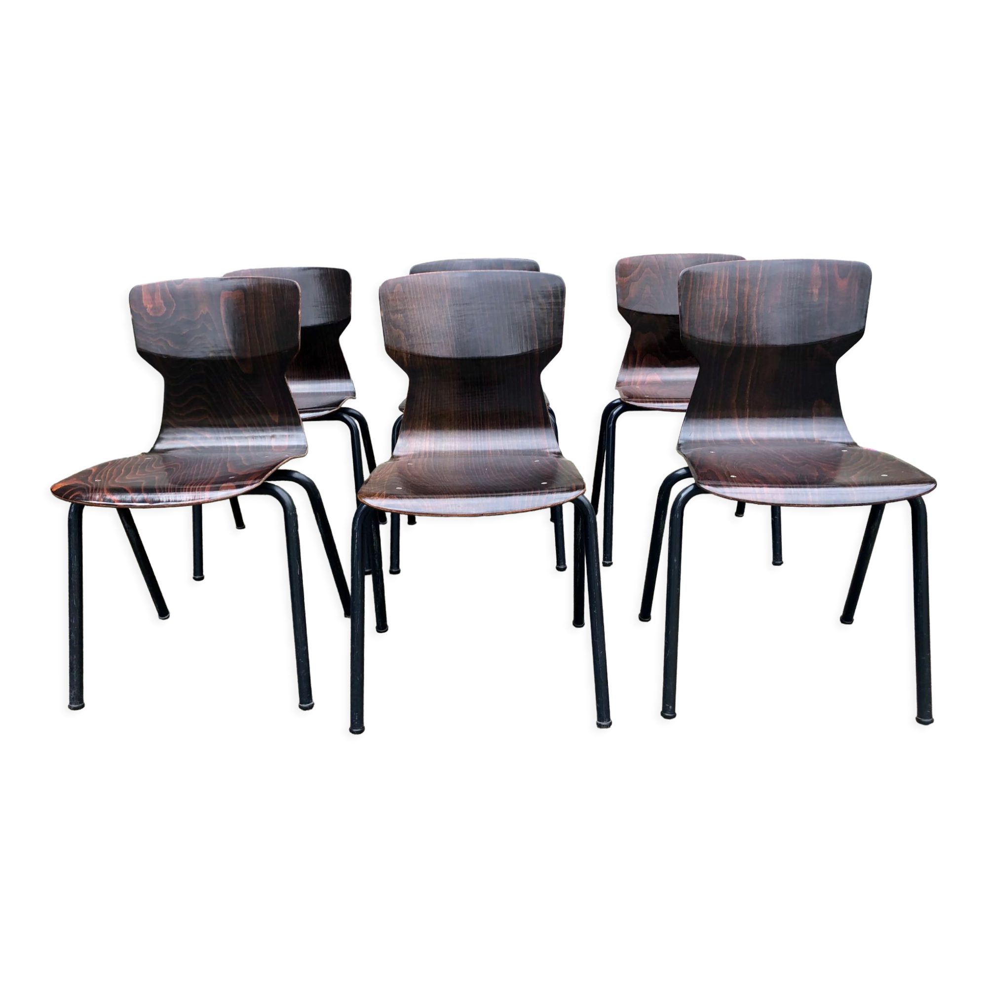 Lot de 6 chaises vintage Eromes E5
