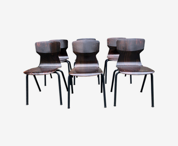 Lot de 6 chaises vintage Eromes E5