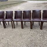 6 art deco chairs with leather seats