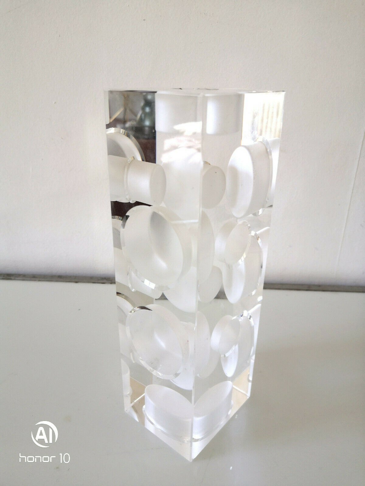 Photophore candlestick in multifaceted glass design 80s