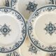 Set of 8 dessert plates in ironstone "Amiral", Creil & Montereau, green-blue, late 19th century.