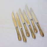 6 dessert knives in silver metal punched 2106271