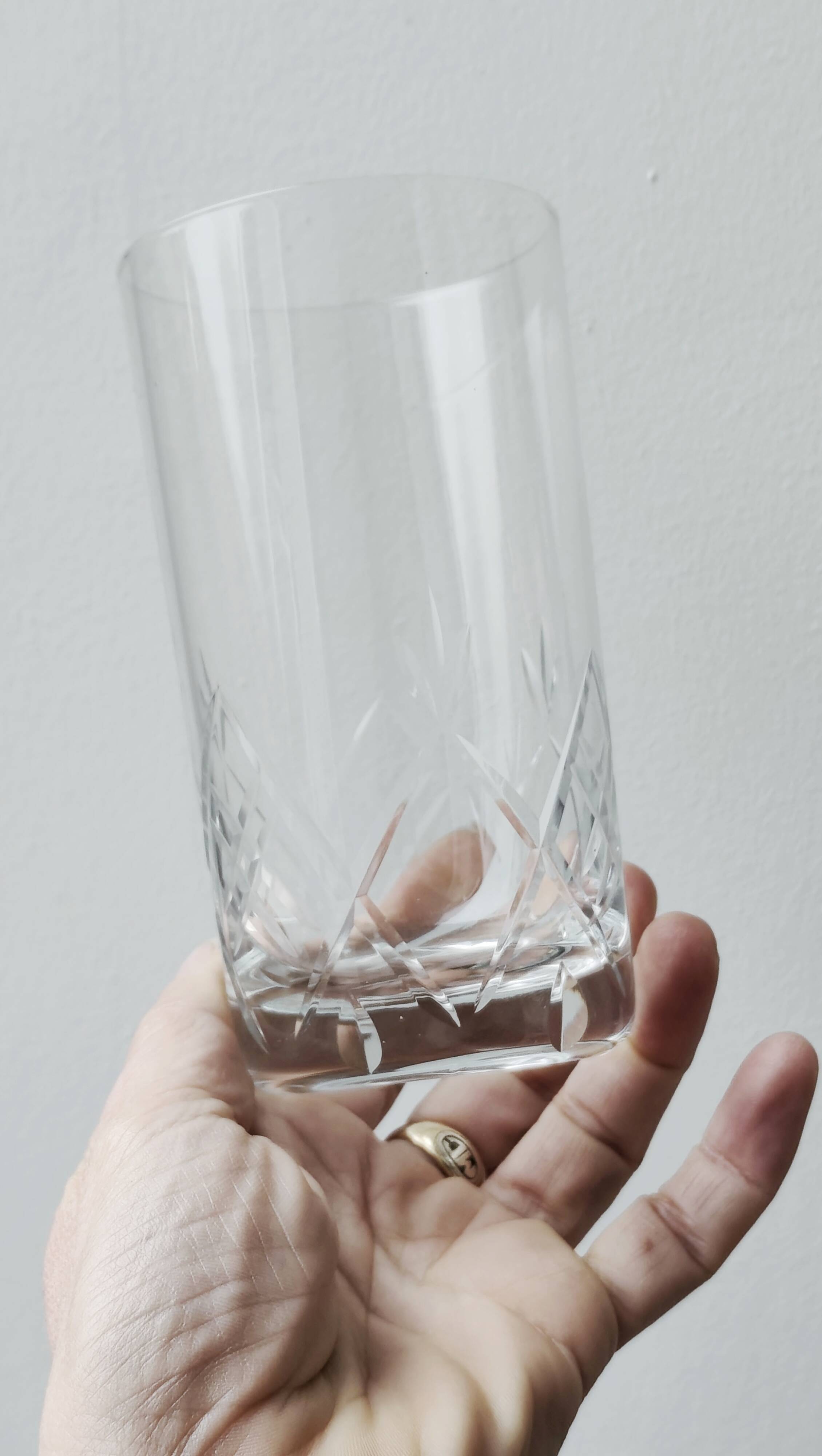Set of 4 cut crystal orangeade glasses