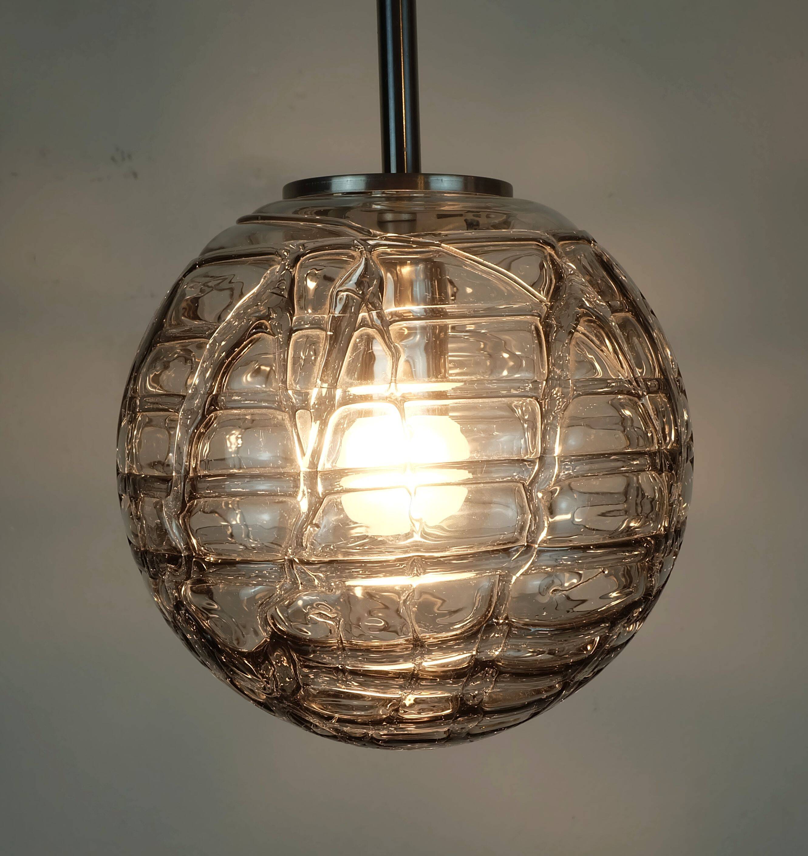 No. 2 of 2 - elegant doria pendant lamp clear and smoke grey 60s 70s